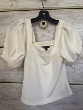 Banana Republic Cream Square-Neck Puff Sleeve Top